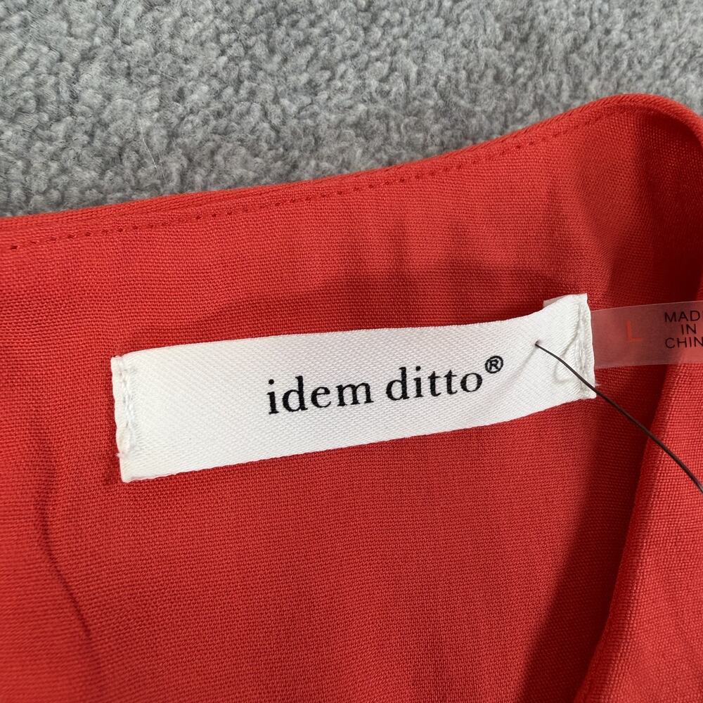 Idem Ditto Women's Large Beckham Dress Red Puff Sleeve Ruffled Tiered Mini New - Picture 3 of 10